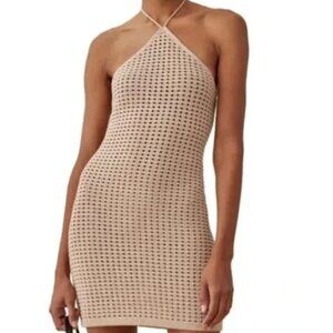 Reformation crochet halter backless mini dress XS
